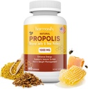 Bee Pollen Propolis Royal Jelly Extract med Carob, Pure immunsupport, Glutenfri, Vegetariske Kapsler, 1000 mg