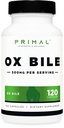 Primal Ox Bile (120 Capsules, 500 MG per Serving) - Gluten-Free, Non-GMO, Third-Party Tested