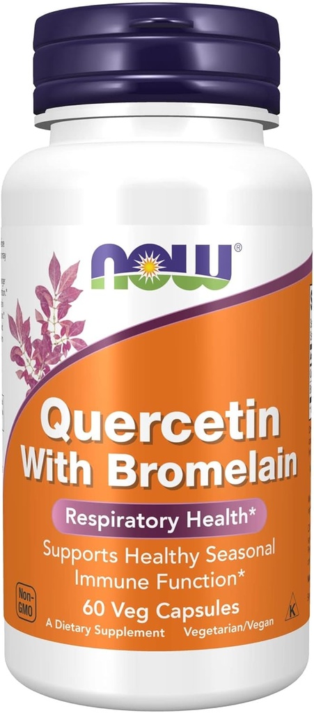 Now Supplements, Quercetin med bromelain, Balanceret immunsystem *, 60 Veg kapsler