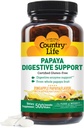 Country Life Chewable Papaya Enzymes for fordøjelse Support - Natural Ananas & Papaya Flavor, Assists with Nutrient Absorption, Indeholder Papain & Protease - 200 og 500 Wafers til rådighed
