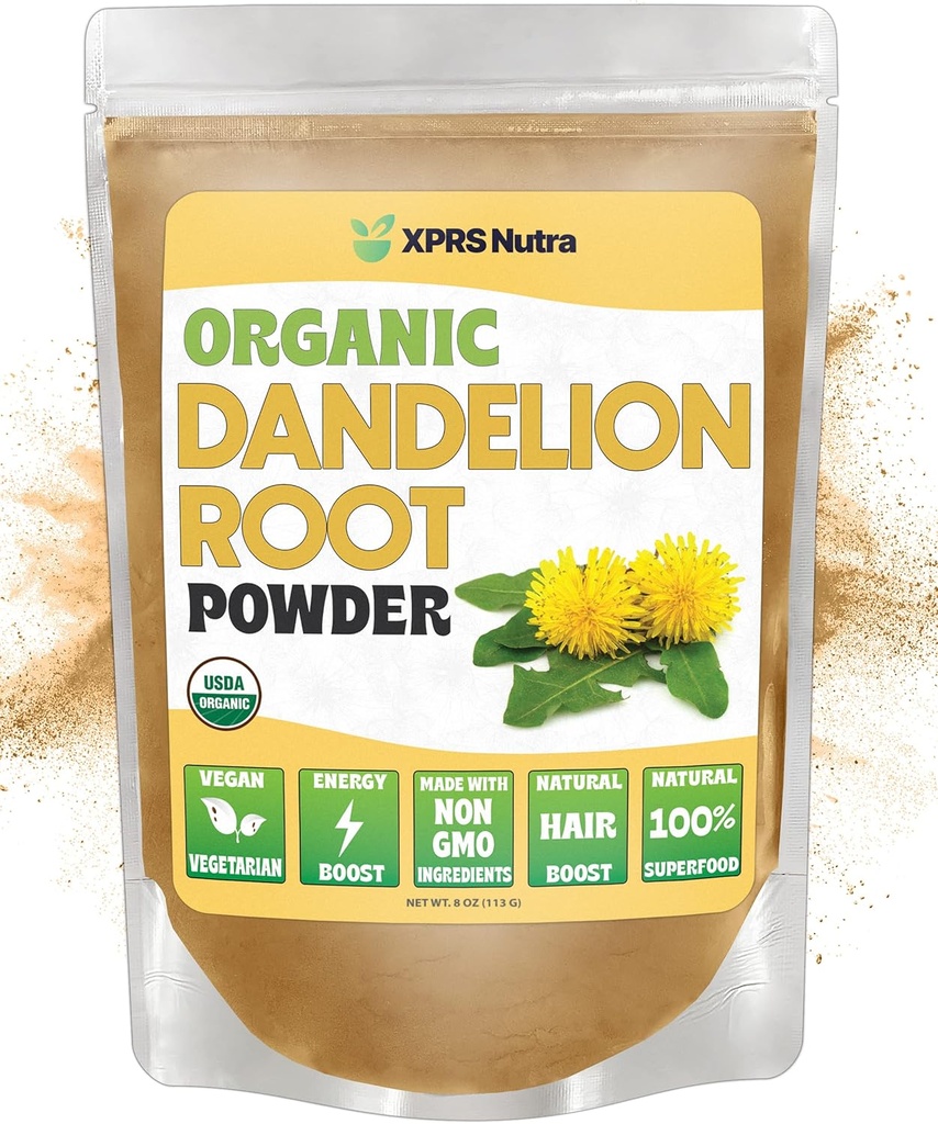 XPRS Nutra Organic Mælkebøtte Root Powder - Vegansk venligt antioxidant Power for lever Support - Mælkebøtte Root for te og drikke - Immun Boosting Mælkebøtte pulver (8 Ounce)