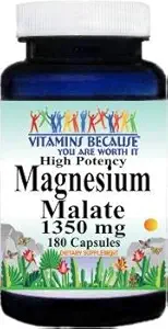 Høj potens Magnesium Malat 1350 mg 180 kapsler Kosttilskud Serveringsstørrelse 3 kapsler