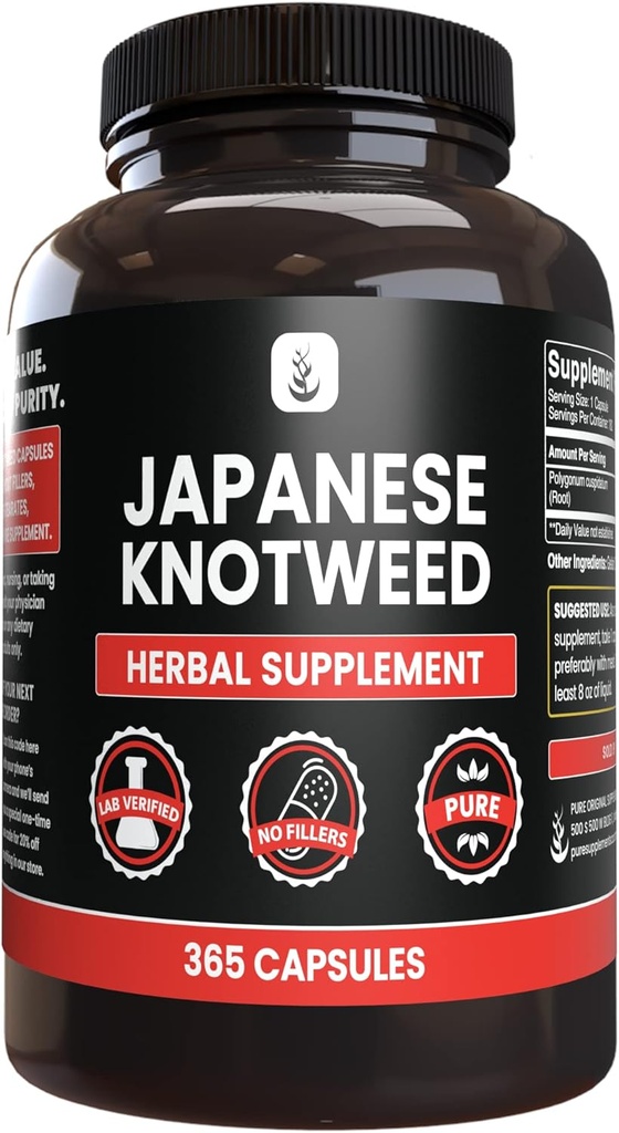 PURE ORIGINATIONELLE INGREDIENSER Japansk Knotweed, (365 kapsler) Ingen Magnesium eller ris Fyldere, Altid Pure, Lab Verified