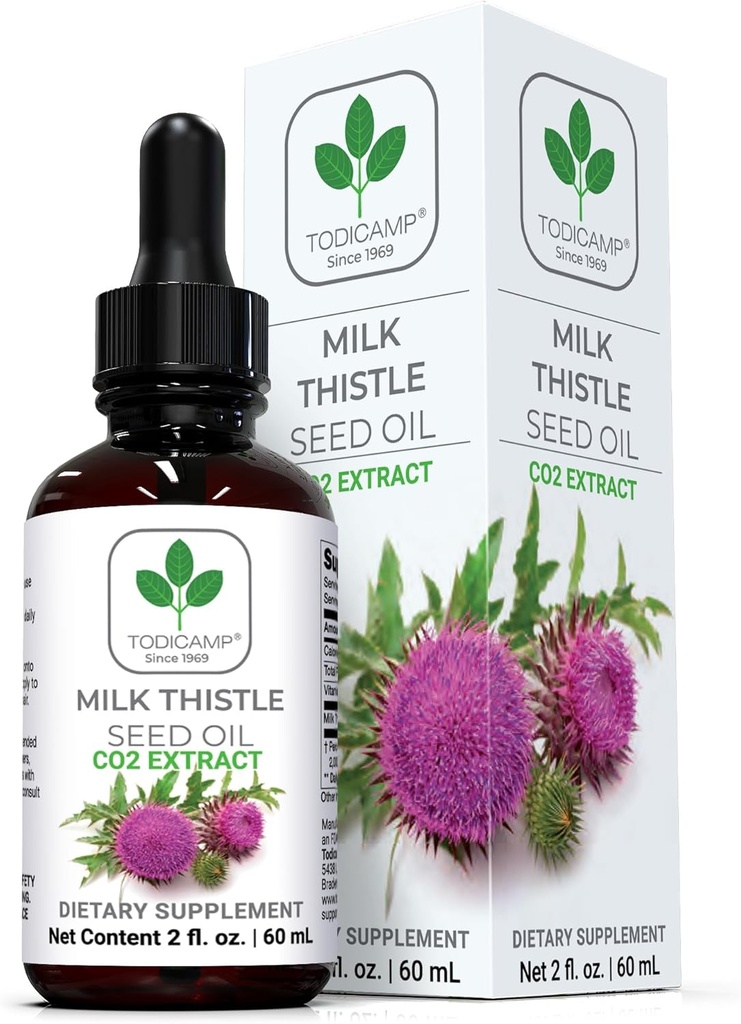 Milk Thistle Seed Oil Extract 2 fl oz - CO2 Liquid Milk Thistle Extract - Rich in Silymarin, VIT E, Zinc, Omegas, Tocopherols - Sweet and Pleasant Taste