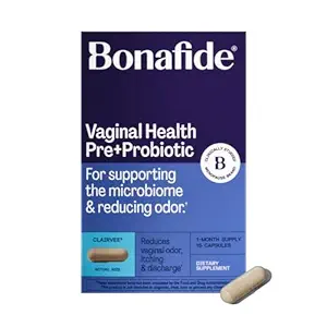 Bonafid Clairvee Vaginal Probiotic for Relief from Odor, Kløe & Decharge, 1- Måned Supply (15 kapsler)