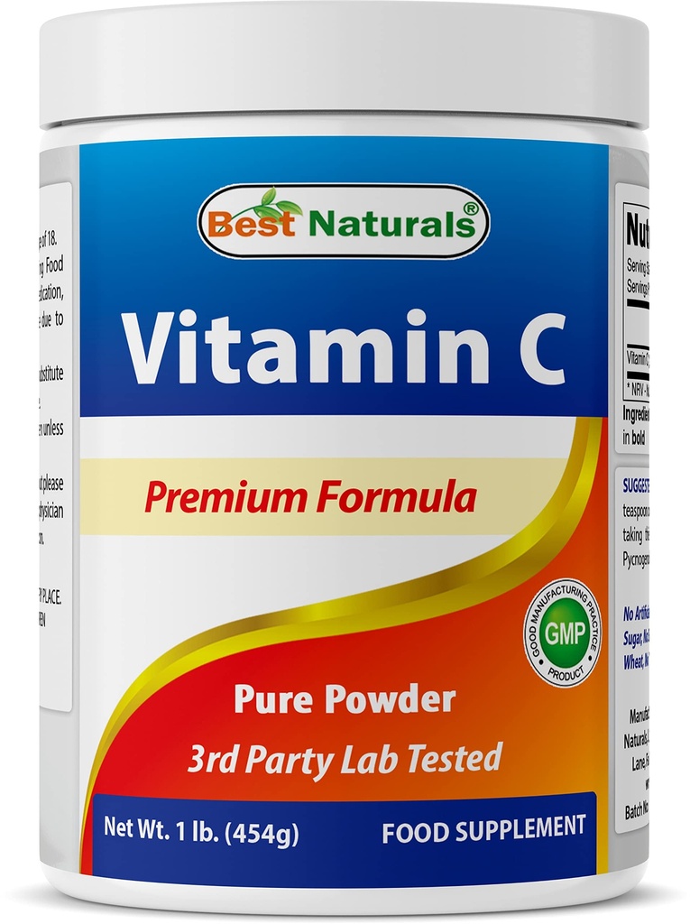 Bedste Naturals 100% Pure C-vitamin pulver 1 LB (454 Bedste) Pulver (Også kaldet Ascorbic Acid)