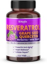 Resveratrol med Grape Seed + Quercetin Berberine + Milk Thistle Kraftfuld Anti- Aging - USA Made & Testet (150-dages levering (pakke med 1))