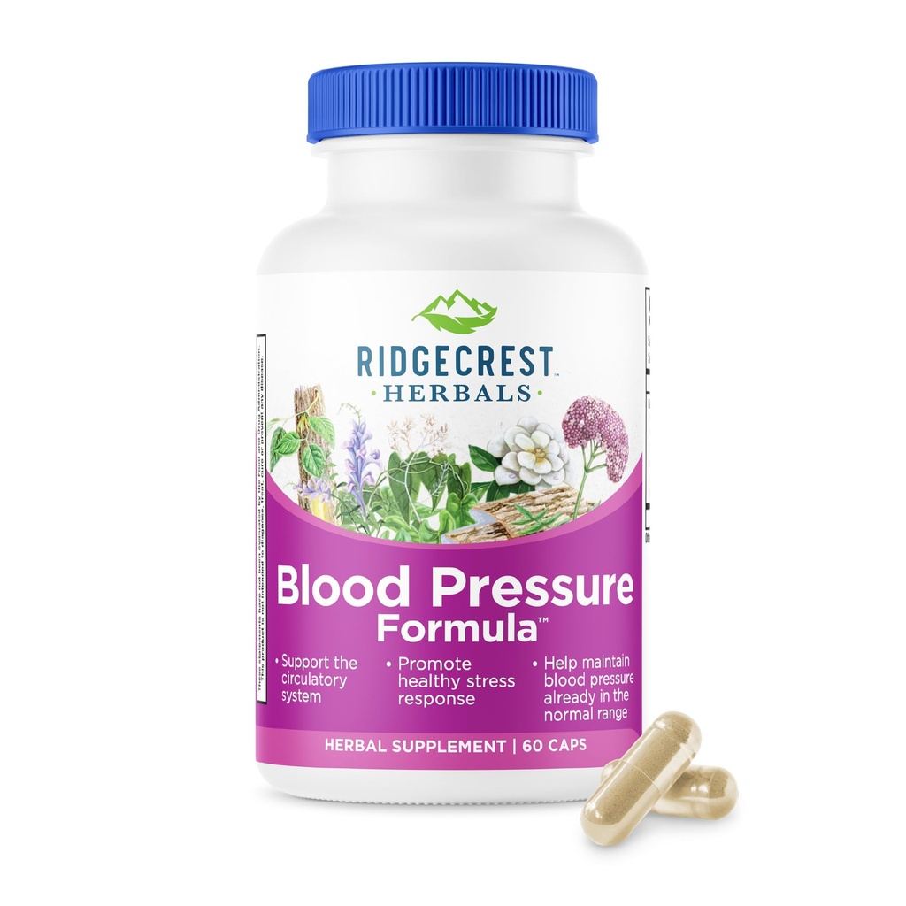 RidgeCrest Herbals Blood Pressure Herbal Formel, 12 urter, Poria Mushroom, Gastrodia, Gardenia, for Heart, Vaskulære, cirkulering sundhed (60 Greve (pakke med 1))
