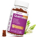 Quercetin Gummies, Quercetin med C-vitamin Zink, Bromelain, Elderberry og D-vitamin, immunstøtte voksne børn, kvinder Mænd, 60 Gummies Chewable