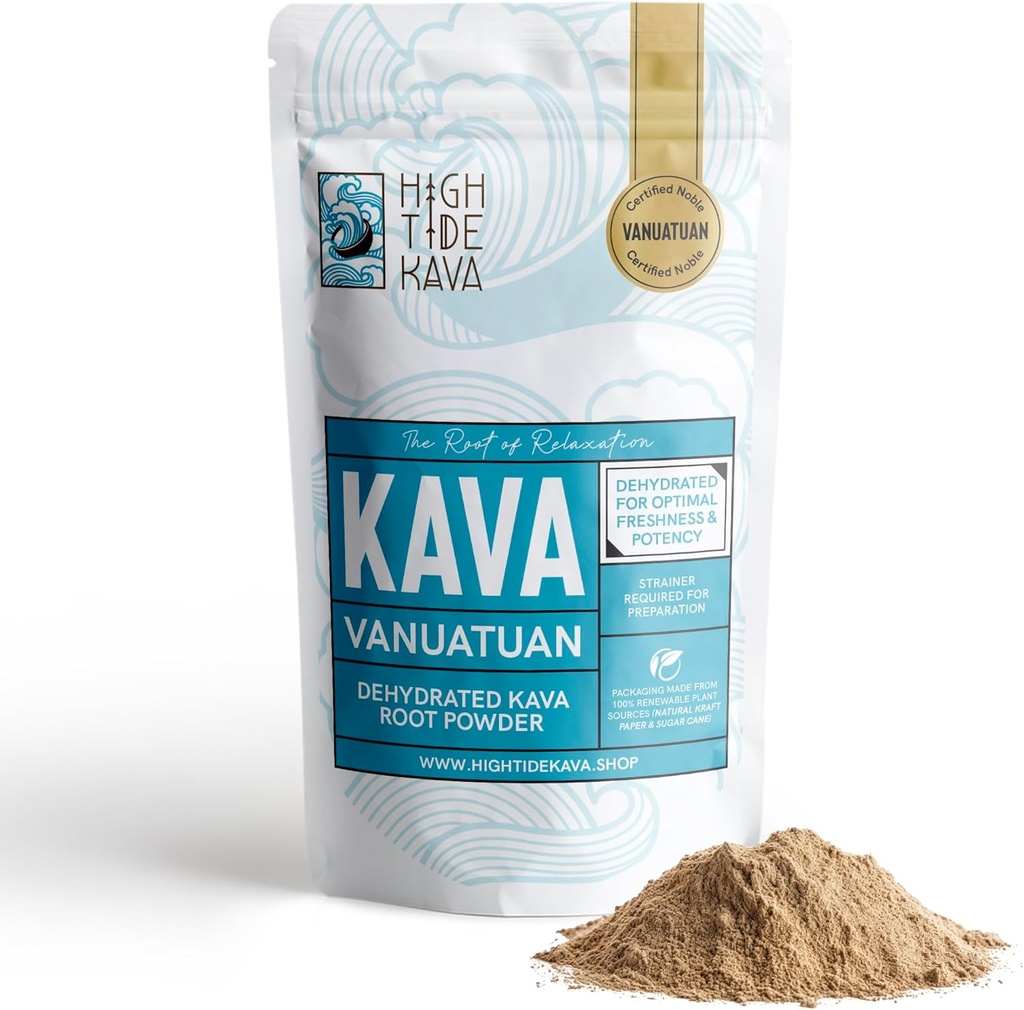 Vanuatu Kava Root Powder 16oz - Noble Blend for Stress Relief, Sleep & Relaxation against 124; Gluten & Calorie Free Stainless 124; Eco- Friendly Plant- Based Packaging (16 oz)
