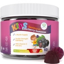 Rens liv Sugar- Free Kids Elderberry Gummies med C-vitamin og zink - Daglig immunsupport til børn, Sambucus Antioxidant, Vegan, 60 Ct