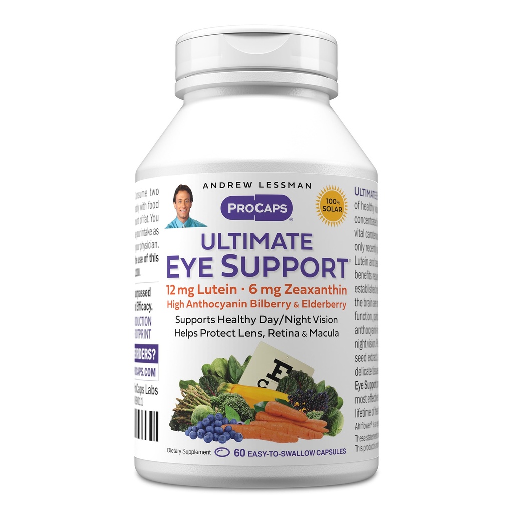 ANDREW LSSMAN Ultimate Eye Support 60 Softgels - 12mg Lutein, 6mg Zeaxanthin, Bilberry, Key Nutrients to Support Eye Health and Promote Sund Vision. Ingen tilsætningsstoffer. Let at sluge Softels