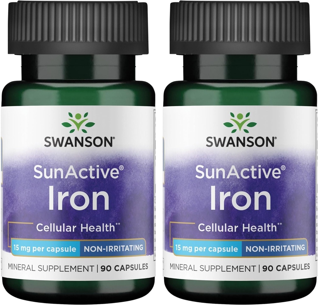 Swanson Sunactive Iron 15 Milligram 90 Kapsler (2 Pack)