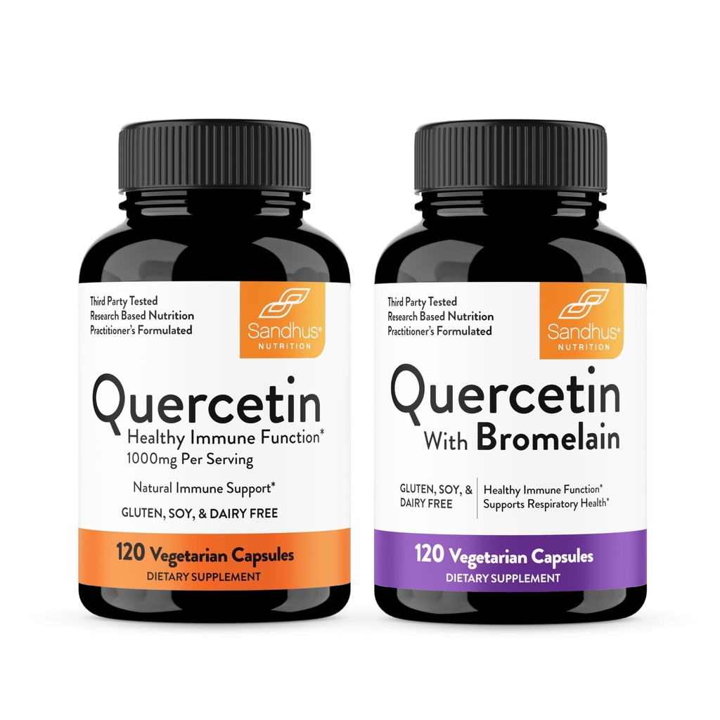 Sandhu 's Quercetin 1000mg & Quercetin med Bromelain 1000mg Per Serving Bioflavonoider Supplement Complex