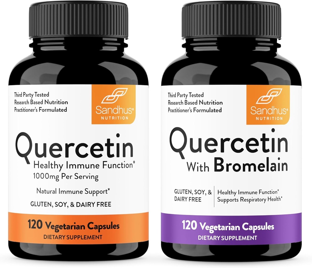 Sandhu 's Quercetin 1000mg & Quercetin med Bromelain 1000mg Per Serving Bioflavonoider Supplement Complex