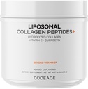 Kodeage Liposomal Collagen Peptider Pulver + C-vitamin & Quercetin, Phospholipid Complex, Grass- Fed Pasture- Raised Hydrolyzed Collagen Type I & III Supplement All- in- One, Non- GMO, 14.97 oz