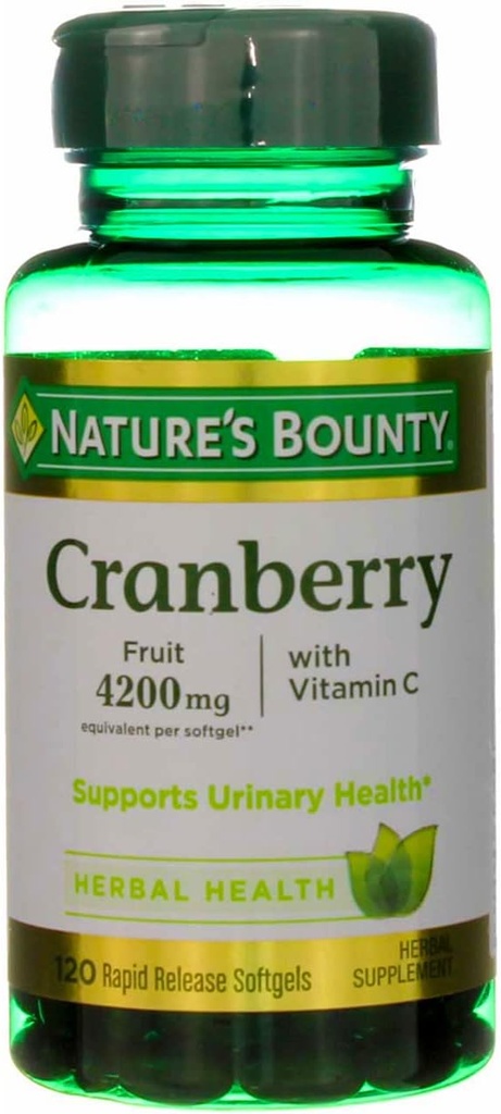 Nature 's Bounty Cranberry Fruit 4200 mg, Plus Vitamin C Softgels, 120 ea (pakke med 4)