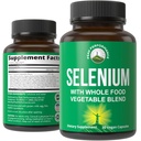 Selenium supplement med hel fødevareblanding på 25 + grøntsager og frugter til Max Absorption. Pure Selenium Vegan kapsler til immunsystemet, Thyroid Support, Heart Health, Prostata Support. 30 piller