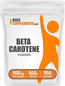 BulkSupplements.com Beta Carotene Powder - Beta Carotene Supplement, Vitamin A Supplement for Immune and Vision Support - Gluten Free, 900mg per Serving, 500g (1.1 lbs) (Pack of 1)