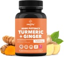 Turmeric + Ginger Capsules 1200mg | Joint Comfort, Inflammation Support & Digestive Health* | 180 Count | Zealthy Life High Potency Turmeric Ginger Supplement | 1200mg