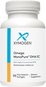 XYMOGEN Omega MonoPure DHA EC - Højkoncentreret DHA fiskeolie - Omega-3 supplement til cardiovaskulær, immunforsvar + kognitiv støtte (30 Softgels)