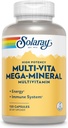 SOLARAY Multi- Vita Mega- Mineral Multivitamin til kvinder og mænd med D-vitamin, C-vitamin, Magnesium, zink og mere - energi og immunsystem support - 60-dag garanti - 30 Servering, 120 kapsler