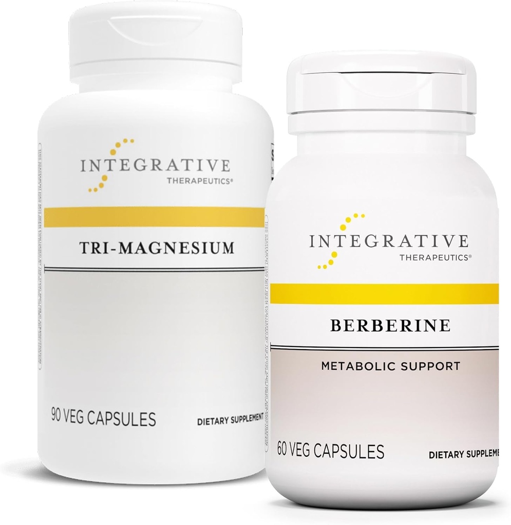 Integrativ terapi Bundle med berberine, 60 kapsler & tri- Magnesium, 90 kapsler - Berberine til metabolisk støtte * - Tri- Magnesium til hjerte & ben sundhed *