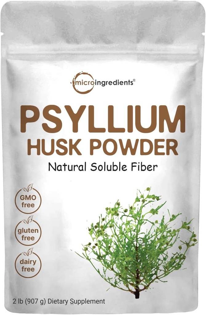 Micro Ingredients Psyllium Husk Powder, 2lbs (32oz) Name 124; Daily Opløselige Fiber Supplement # 124; India Origin # 124; Natural Prebiotics & Probiotics # 124; Understøtter fordøjelig sundhed # 124; Non- GMO, Keto Friendly, Vegan