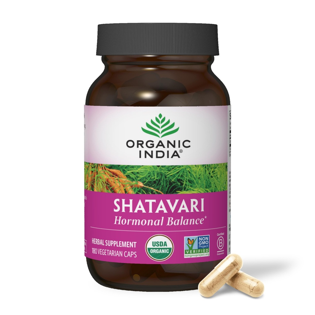 ORGANISK INDIA Shatavari kapsler - Herbal supplement, Understøtter Hormonal Balance, Immunsystemet support, Vegan, Gluten- Free, USDA Organic, Understøtter reproduktiv sundhed - 180 Kapsler