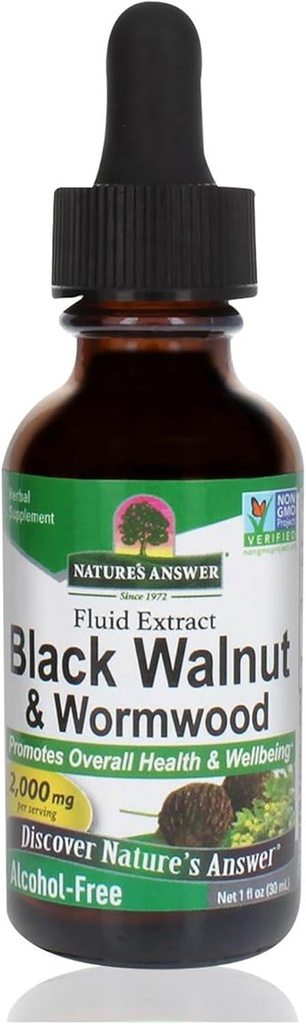 Natures Answer Black Walnut and Wormwood 1 oz 30mL 200mg. Extract, Liquid,promotes digestion,Vegetable Glycerin And Purified Water
