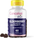 Conceive PLUS Elderberry Gummies - Sambucus Black Elderberry med C-vitamin & zink, lækker blåbær Flavor, 60 Greve, 30 Day Supply