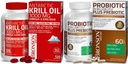 Bronson Probiotic 50 Millioner CFU + Prebiotic med Apple Polyphenoler & ananas frugt ekstraherede Antarktiske krill Oil 1000 mg med Omega- 3s EPA DHA