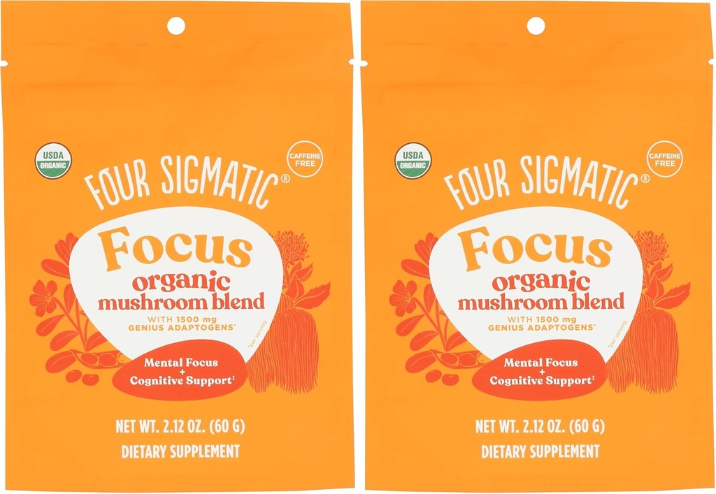 Fire Sigmatic Focus Blend 7 Superfoods Adaptogen Blend Mix med Lions Mane, Cordyceps, Rhodiola, Bacopa & Mucuna Budd124; Produktivitet & Creative Support Budd124; Decaf & Dissolves Nemt; 124; 30 Serveringer (Pack of 2)