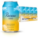 Recess Mood Magnesium & Adaptogen Drink, Afslappende Drikkevarer, 12 Ounce (Tropical Bliss, 12 Pack)