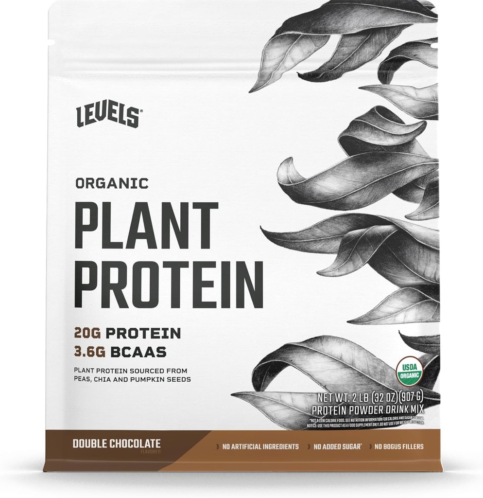 Niveauer Organic Plant Protein, 20G Protein, Ingen artificials, Dobbelt Chokolade, 2LB