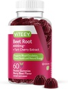 Viteey Beet Root Gummies 400mg med Tart Cherry - for sund blodtryksstøtte - Vegan, Gelatine Free, Gluten Free - Tasty Chewable Berry Beet Flavored Gummy