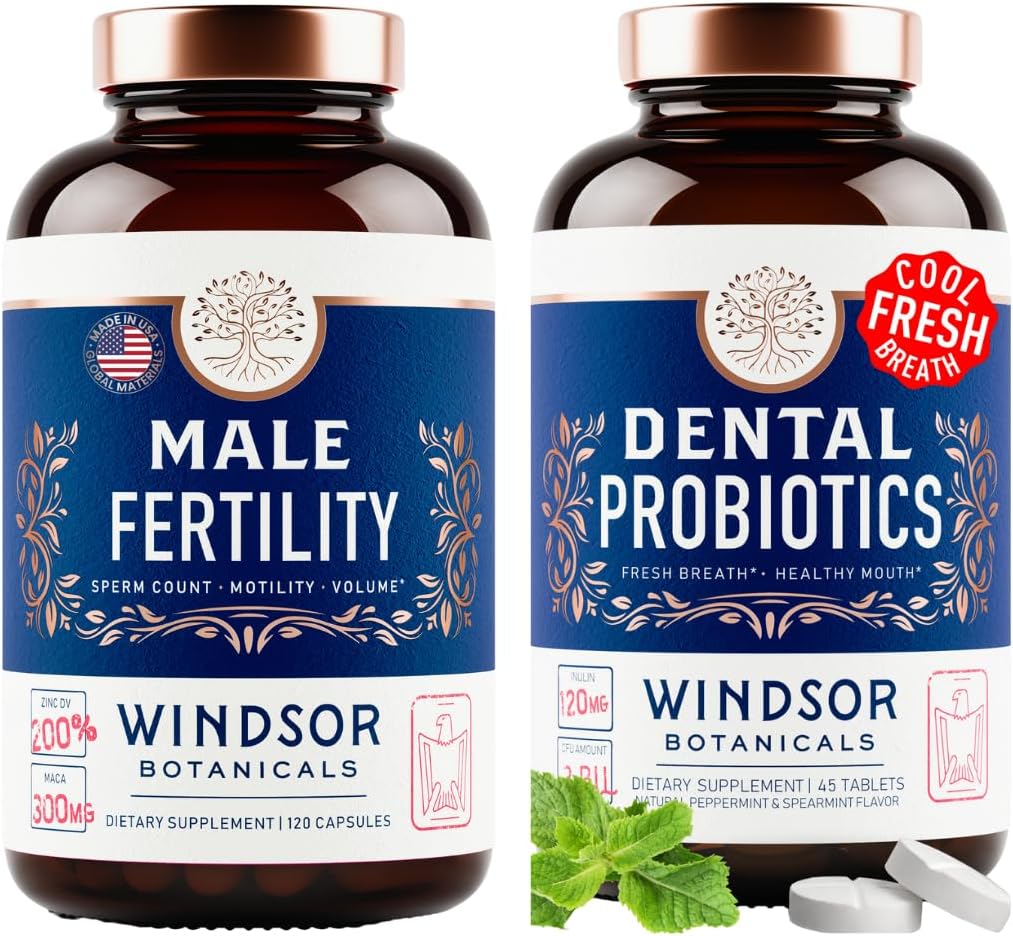 WINDSOR BOTANICALS Mand Fertilitet supplement og oral probiotika til frisk ånde - Herre sundhed bundle