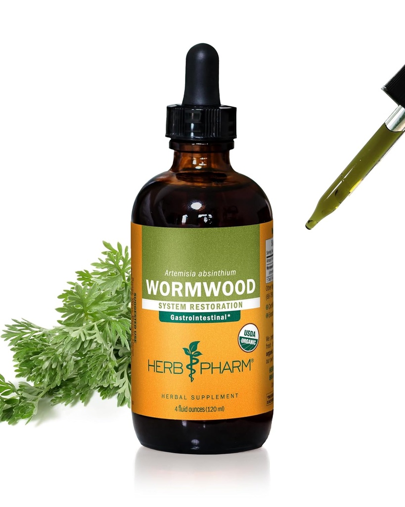 Herb Pharm Certified Organic Wormwood Liquid Extract til fordøjelsessystemet support - 4 Ounce