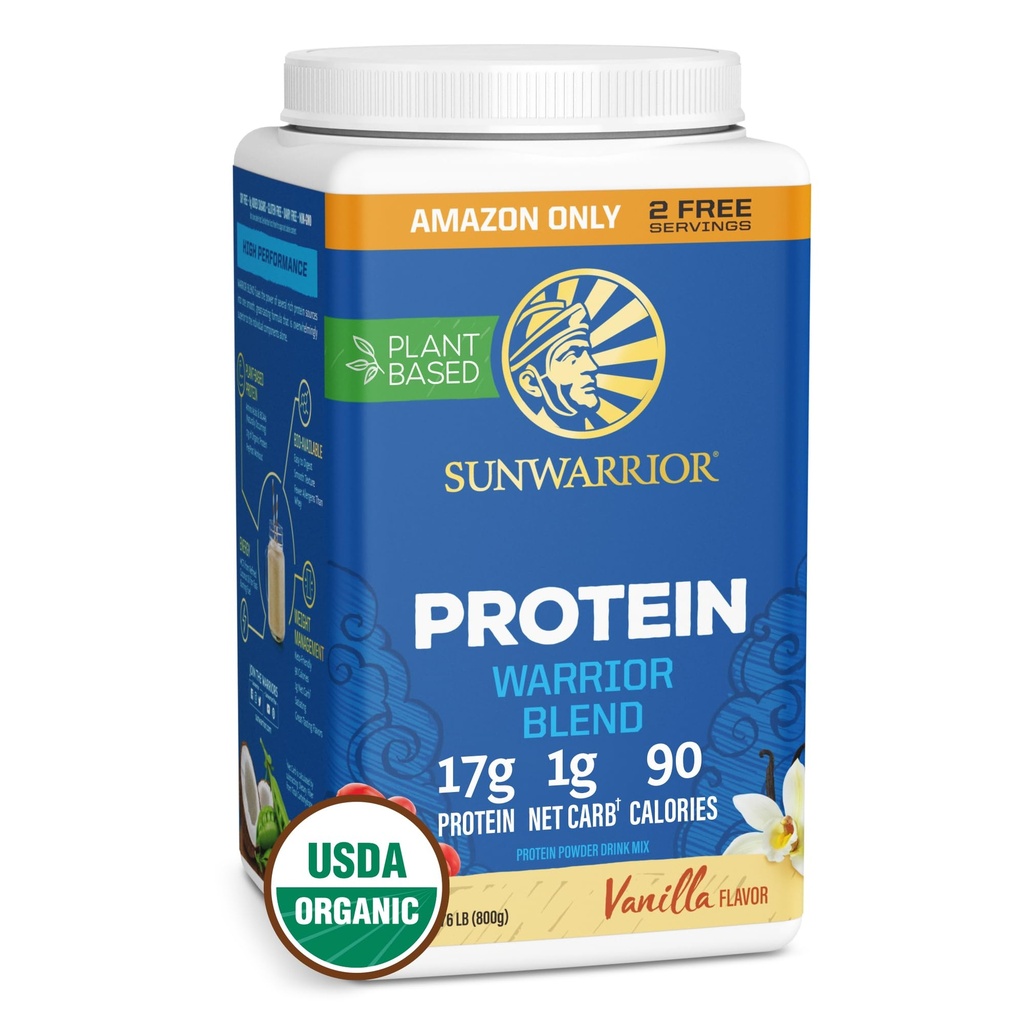 Organic Plant Based Protein Powder 124; Vegan Organic Protein Powder Vanilla Flavored with BCAA Aminoacids & Hemp Seed Pea Blend Budd124; Non- GMO Soy Dairy Filler & Gluten Free (Vanilla, 32 Servere)
