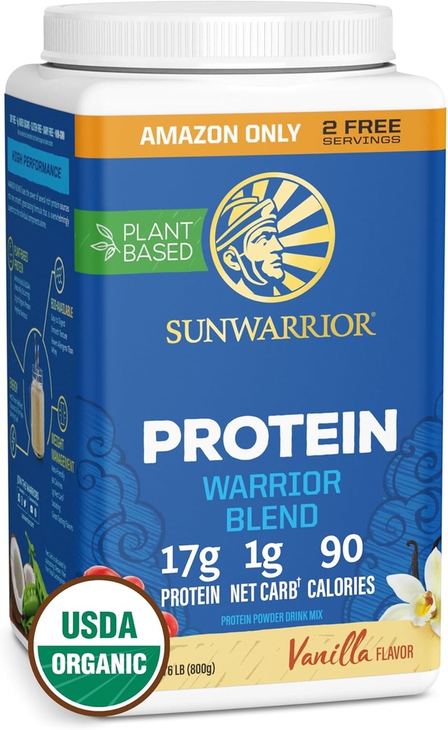 Organic Plant Based Protein Powder 124; Vegan Organic Protein Powder Vanilla Smaget med BCAA Aminosyrer & Hemp Seed Pea Blend Budd124; Non- GMO Soy Dairy Filler & Gluten Free (Vanilla, 32 Servere)