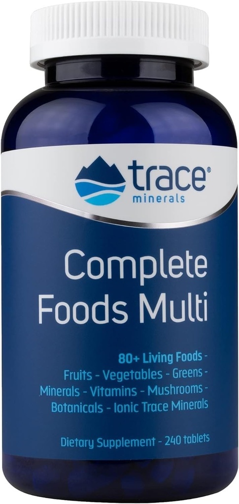 Trace Minerals Complete Foods Multi - Daily Multivitamin Supplement with Whole Foods, Minerals & Vitamins - Supports Body Mineral Health with Ionic Trace Minerals - 240 Tablets