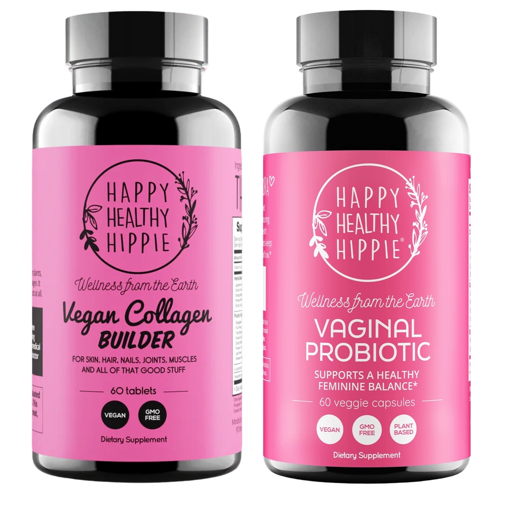 Happy Sund Hippie Vaginal Probiotika til kvinder & Vegansk Collagen Builder Collagen piller