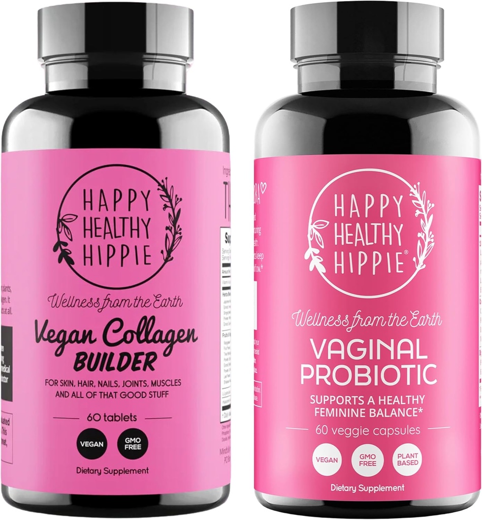 Happy Sund Hippie Vaginal Probiotika til kvinder & Vegansk Collagen Builder Collagen piller