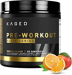 Cated Pre Workout Powder Pre- Workout Elite til mænd og kvinder, High Stimulant for Energy, Focus, Pumper, L- Citrullin, Beta Alanine, Creatin & 388mg Organic Coffein, Orange Mango