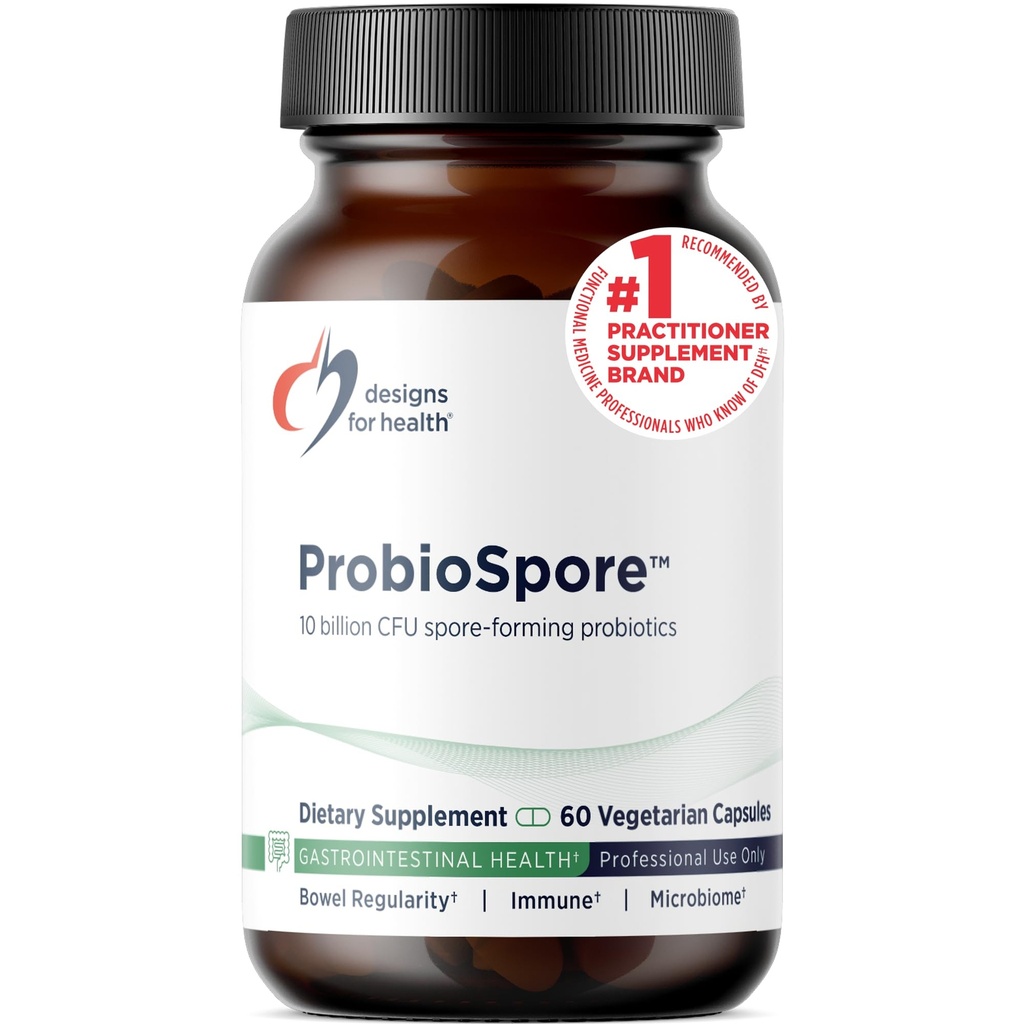 Design for Health ProbioSpore - Kraftfuld Sporebaseret Probiotisk, Soil- Based Probiotika Supplement - Hylde Stabil Gut + immunstøtte, Non- GMO + Dairy Free (60 kapsler)