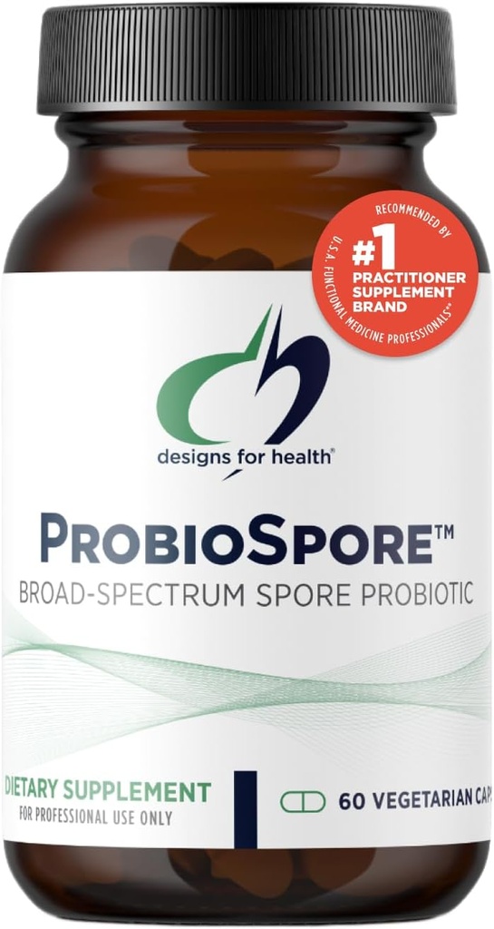 Design for Health ProbioSpore - Kraftfuld Sporebaseret Probiotisk, Soil- Based Probiotika Supplement - Hylde Stabil Gut + immunstøtte, non-GMO + Dairy Free (60 kapsler)
