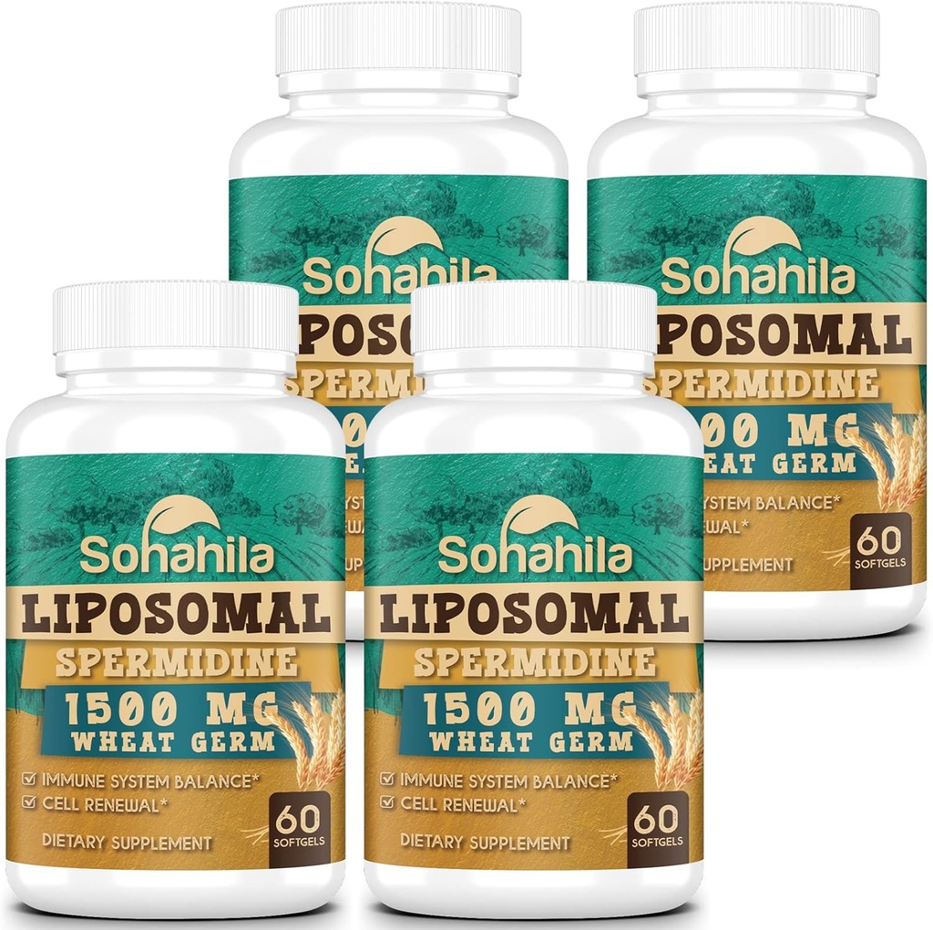 Spermidin Supplement 15 MG - 99% Renhed, Høj Absorption, 1500 MG Gæret Hvede Germ Uddrag med Zink & Thiamin, Spermidin til mænd og kvinder - Cellular Fornyelse, Aging Defense, Energy, 240 Softgels