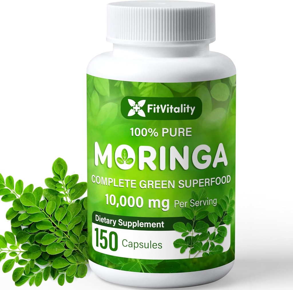 Moringa Kapsler 124; 150 Kapsler 124; Moringa Oleifera # 124; 10,000mg # 124; 100% Pure & Natural # 124; Non- GMO og Gluten Free Supplement # 124; Complete Green Superfood # 124; Moringa Leaf Extract Powder