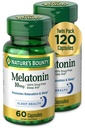 Naturens Bounty Melatonin, fremmer afslapning og søvn sundhed, 10 mg, kapsler, 60 Ct (2 Pack)