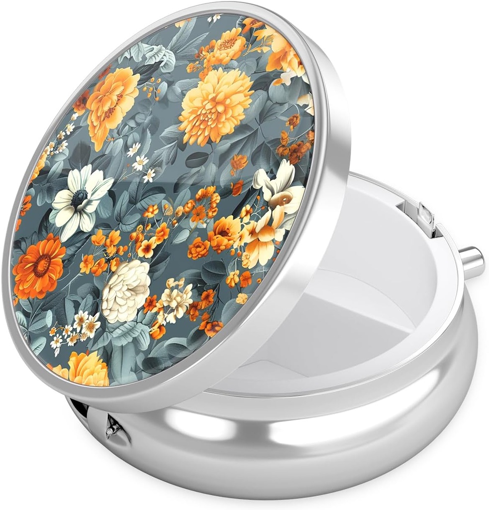 Nipichsha Pill Box, Lille Pill sag for purse & Pocket, Cute Travel Medicine Organizer, Portable Medicine Container Holder til at holde vitaminer, Medicin, Fish Oil & Supplement, B05- Smukke blomster